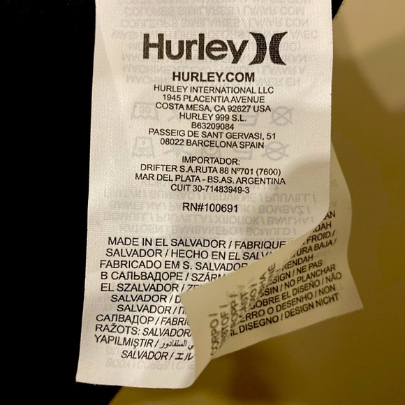 Black Long Sleeve Crew Neck Hurley Shirt featuring front and back graphics sz L - Picture 4 of 6